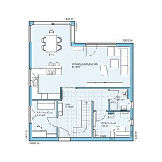 QNG⁺-Line: Fertighaus Villa 163: Grundriss EG