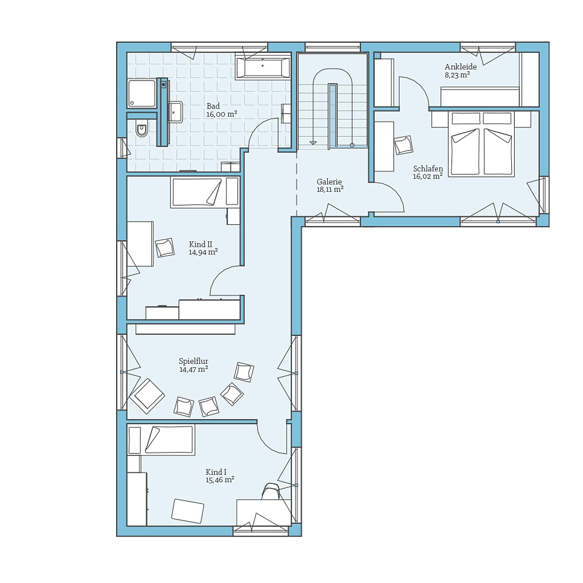 Prefabricated house Vita 209: Floor plan upper floor