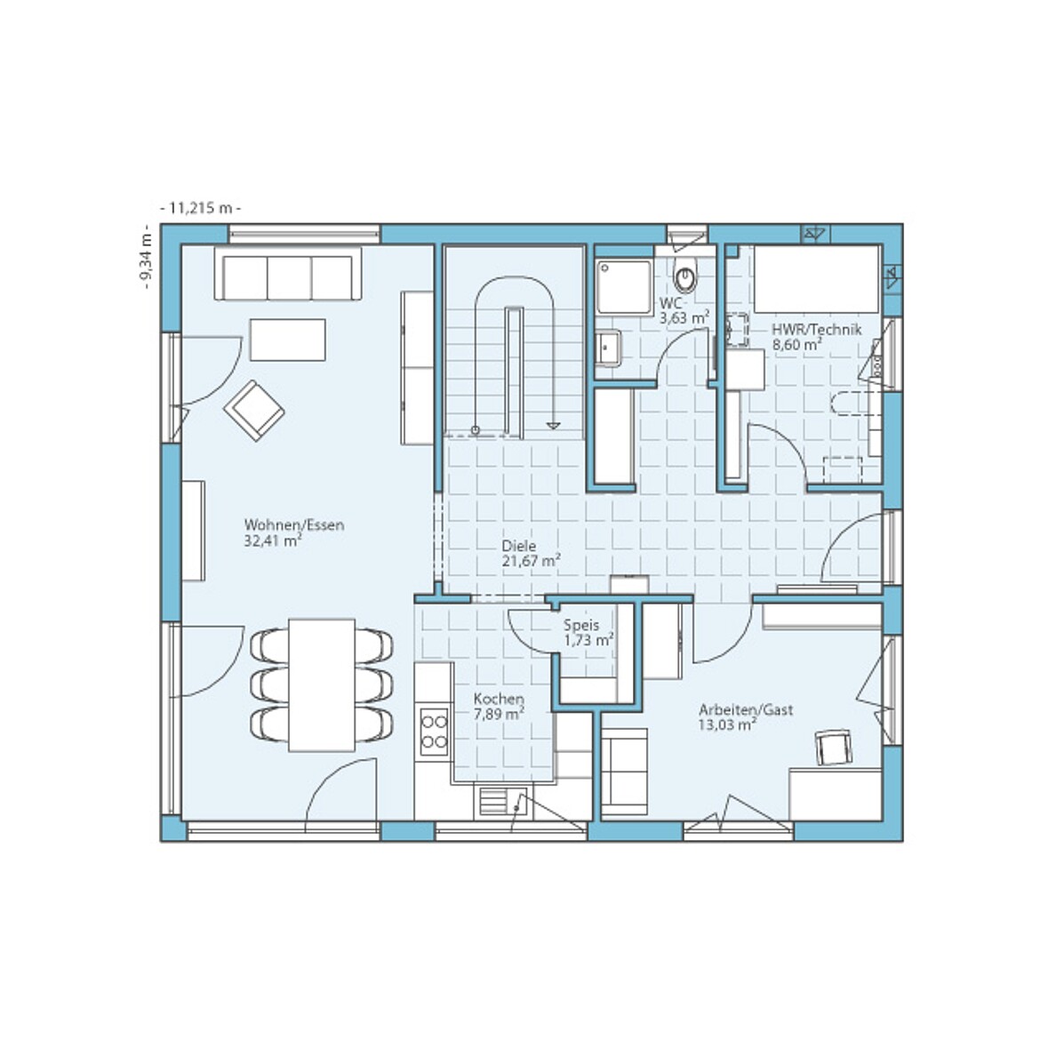 Prefabricated house Villa 177: Ground floor plan