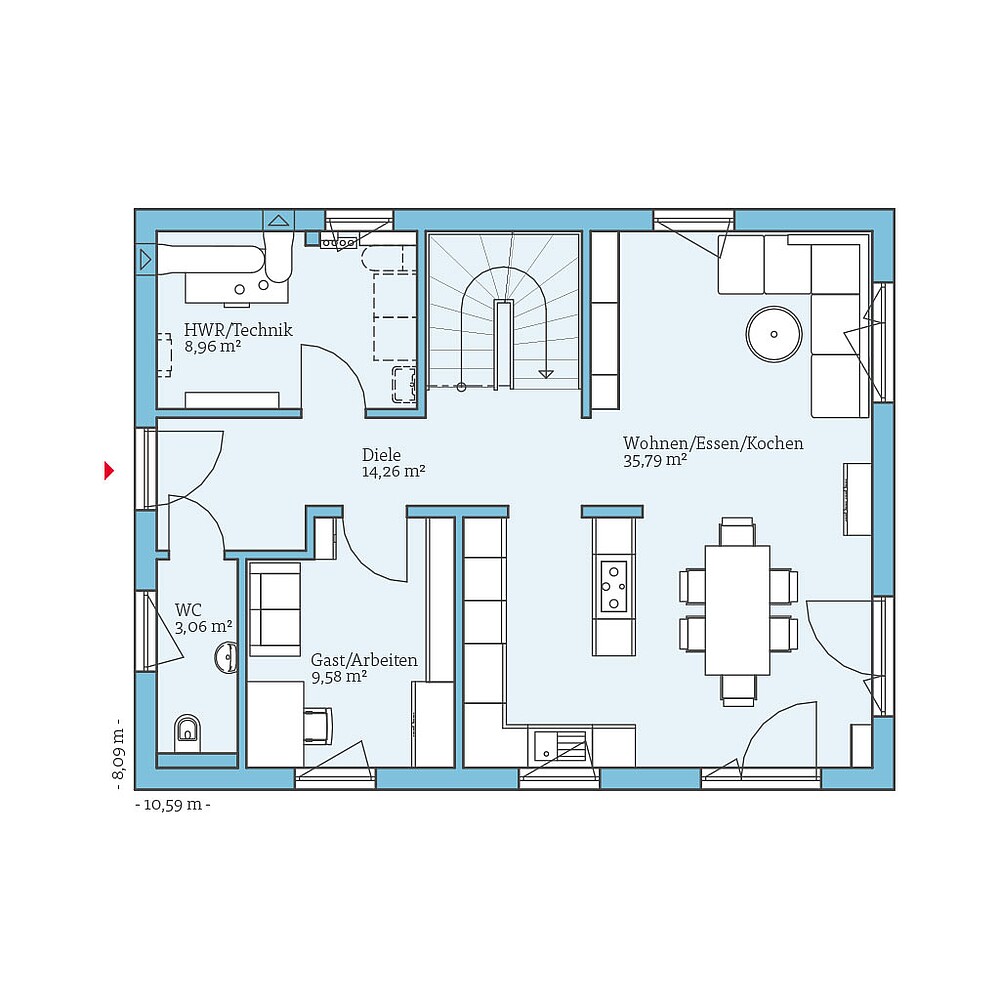 QNG⁺-Line Variant 30-141: Grundriss EG - Hanse Haus