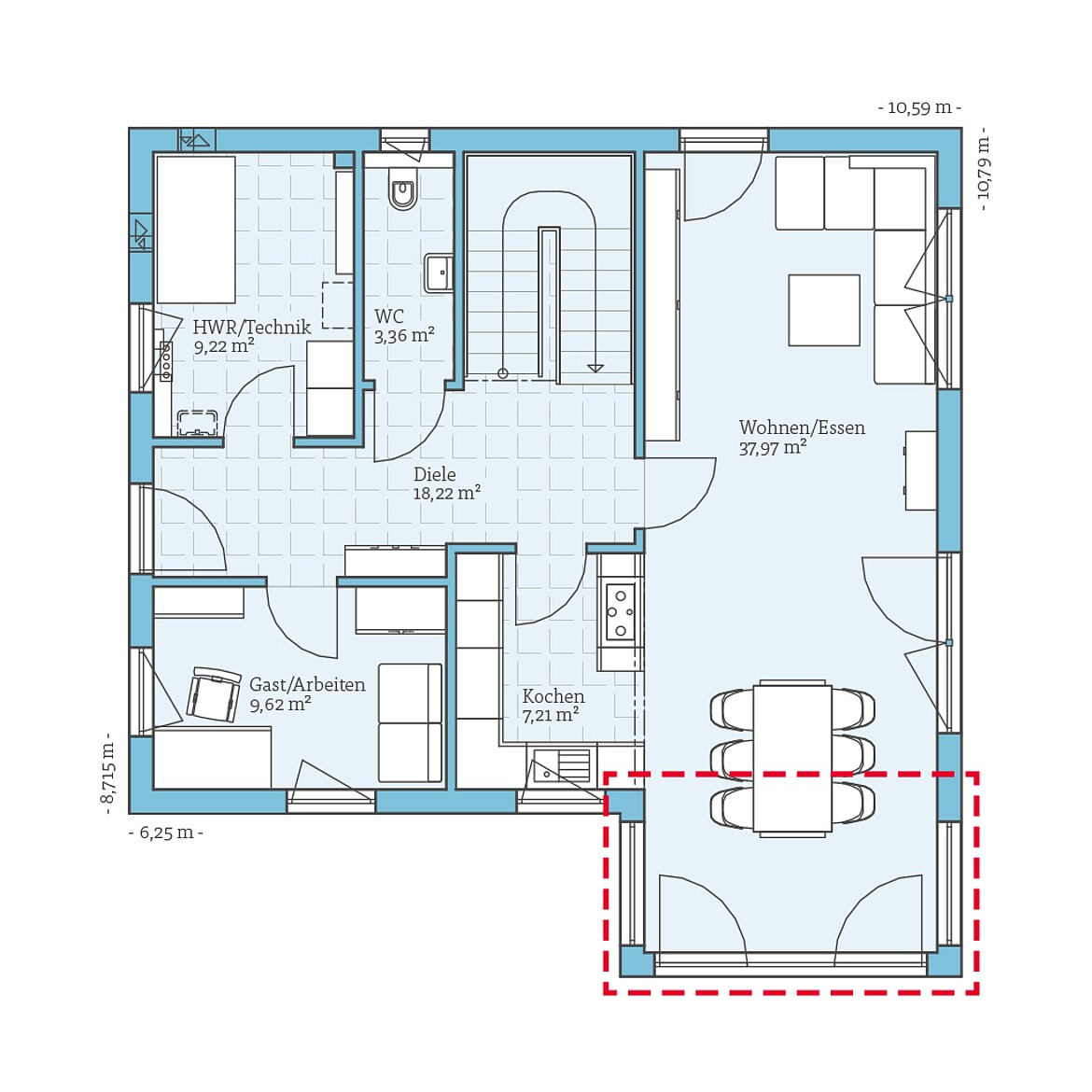 Prefabricated house Variant 35-152: Ground floor plan option