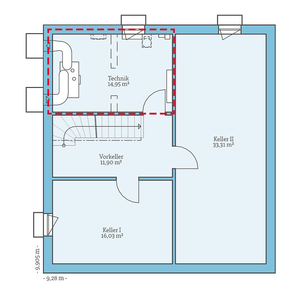 QNG⁺-Line: Cubus 155: Grundrissoption 1 KG - Hanse Haus