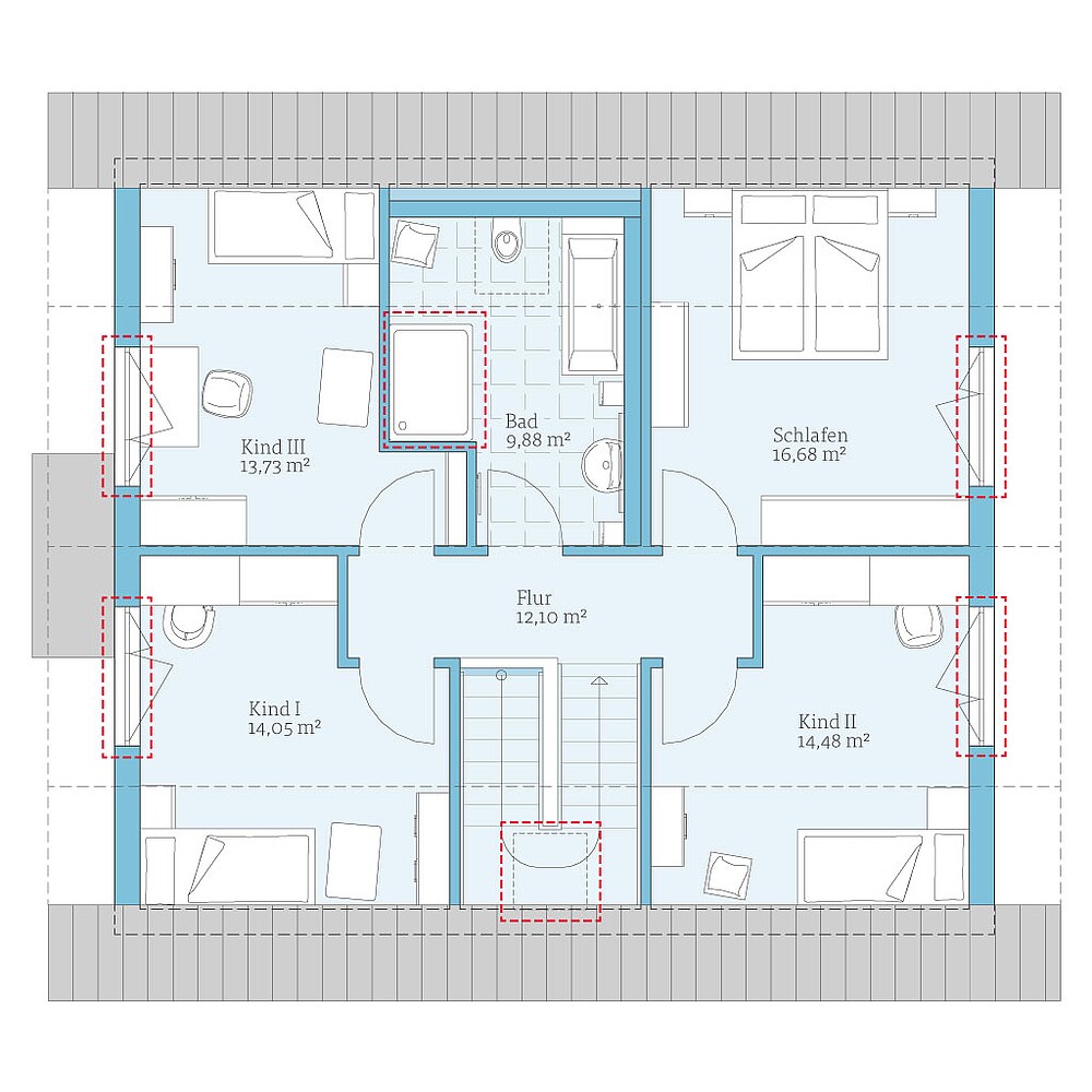 QNG⁺-Line: Fertighaus Variant 35-165: Grundrissoption DG
