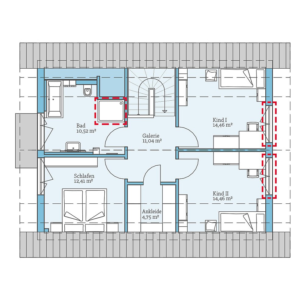 QNG⁺-Line: Variant 38-139: Grundrissoption 1 DG - Hanse Haus