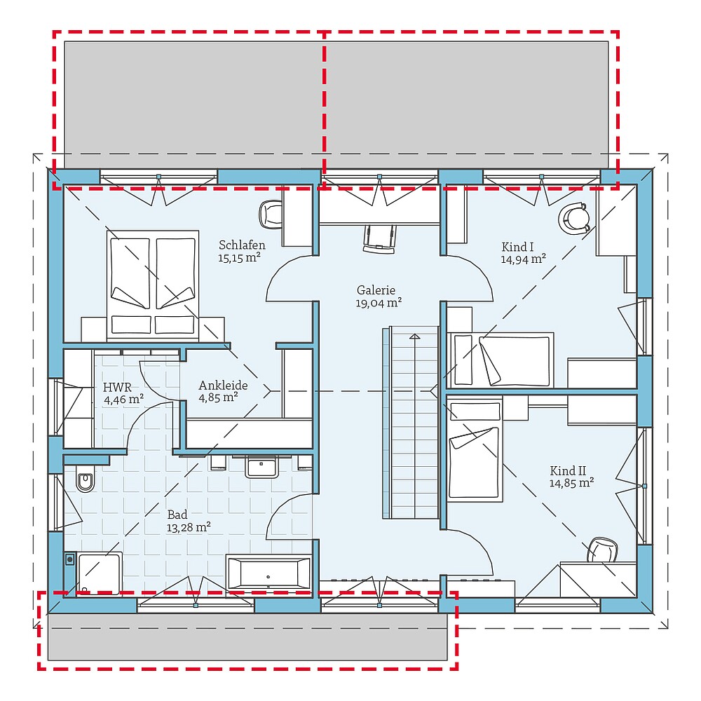 Fertighaus Villa 174: Grundrissoption OG