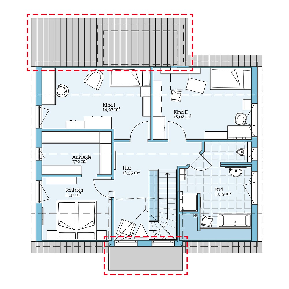 Fertighaus Variant 35-174: Grundrissoption DG