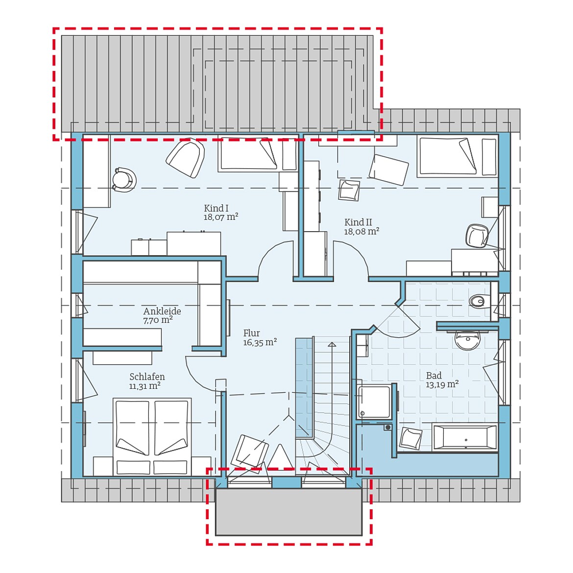 Prefabricated house Variant 35-174: Top floor plan option