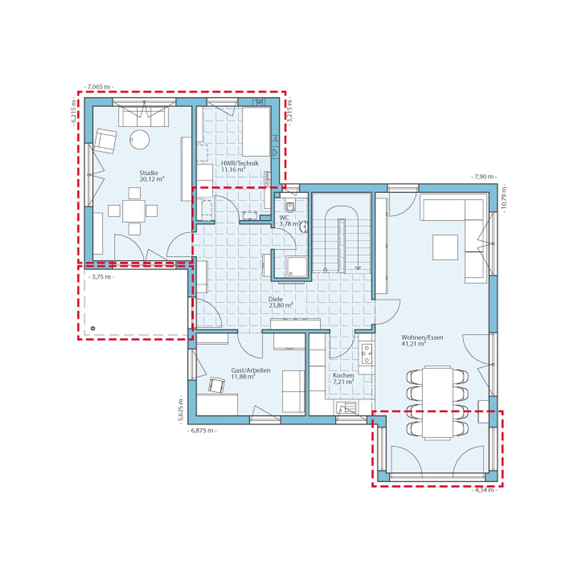 Prefabricated house Variant 35-161: Ground floor plan option