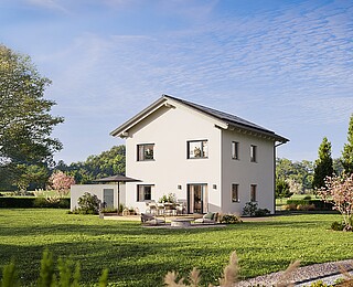 QNG⁺-Line: Fertighaus Villa 124 mit Walmdach 