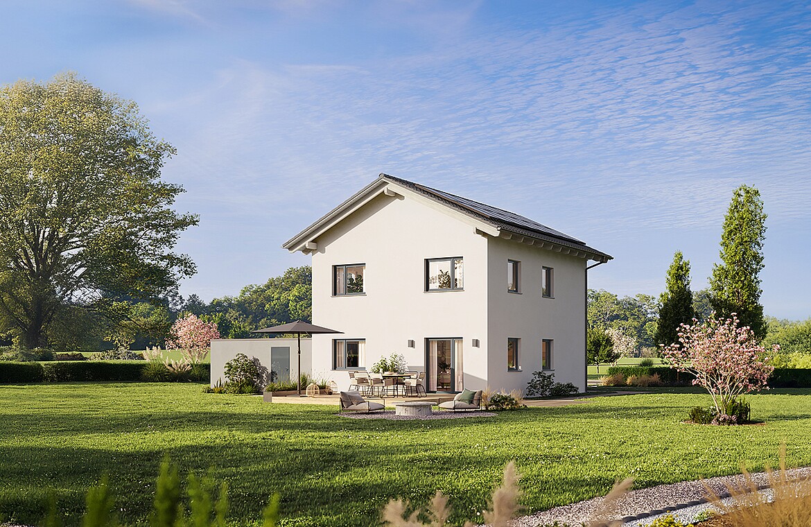 QNG⁺-Line: Fertighaus Villa 124 mit Walmdach 