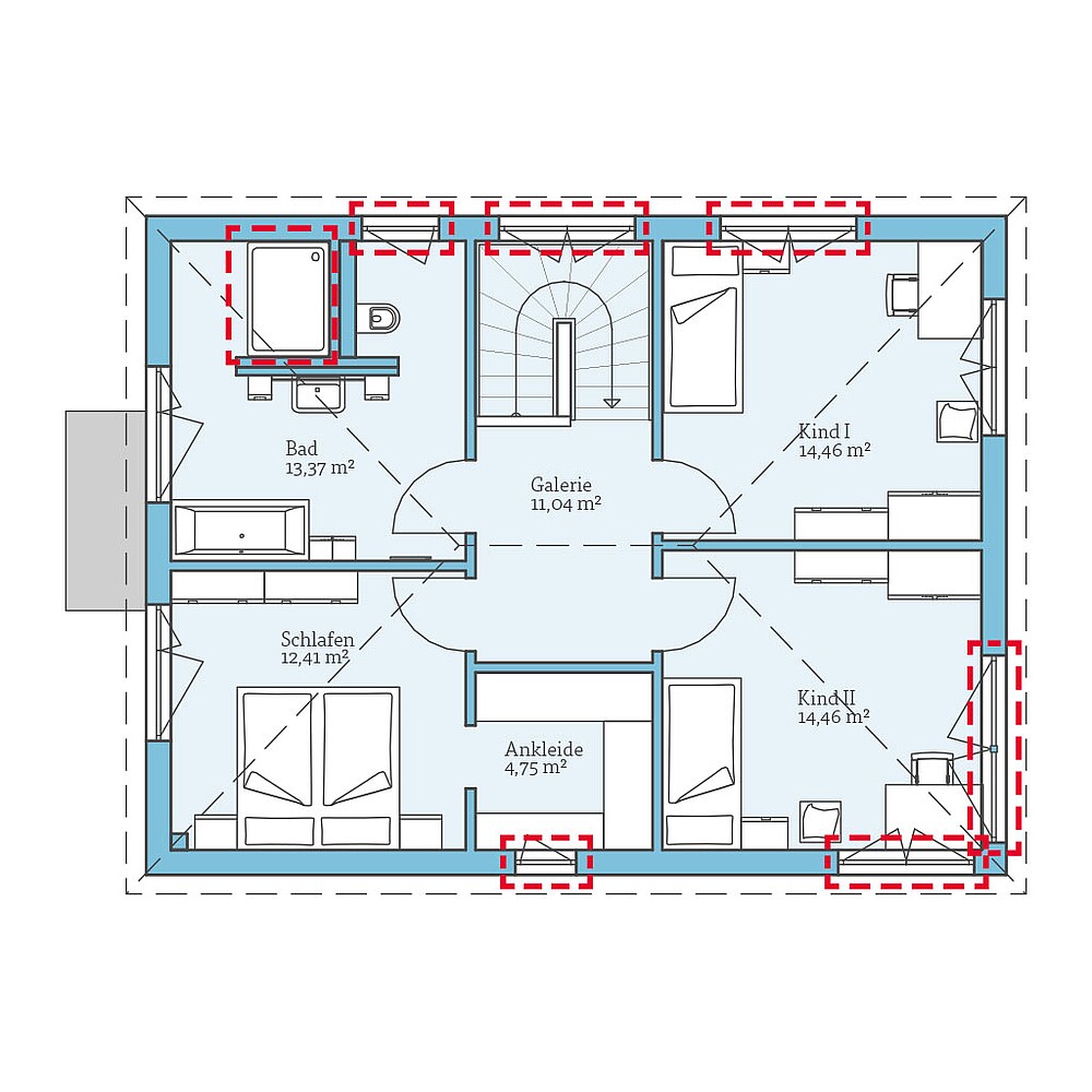 QNG⁺-Line Villa 142: Grundrissoption 1 OG - Hanse Haus