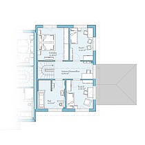Doppelhaus 25-129 – Musterhaus-Grundriss (DG) Fertighaus Doppelhaus 25-129: Grundriss DG