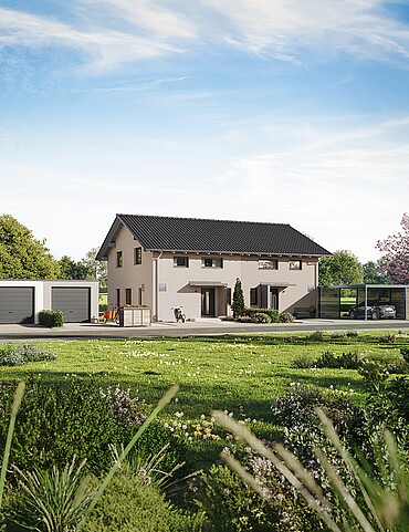 QNG⁺-Line: Fertighaus Doppelhaus 25-125